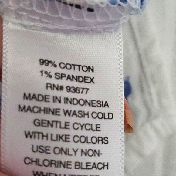 a.n.a. White & Blue Hawaiian Tropical Rolled Sleeves Button Down Shirt - Picture 10 of 10